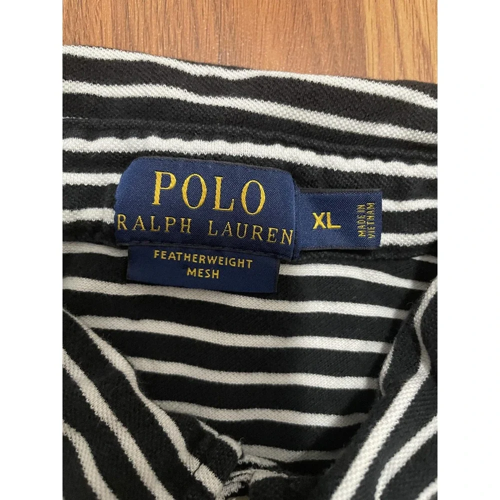 Polo Ralph Lauren Shirt Mens Extra Large Featherweight Mesh Striped Black